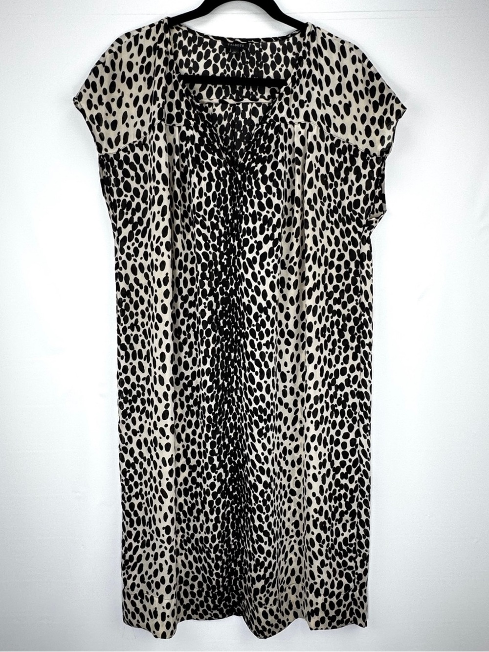 Talbots Black & White Leopard Spotted Animal Print Shift Dress